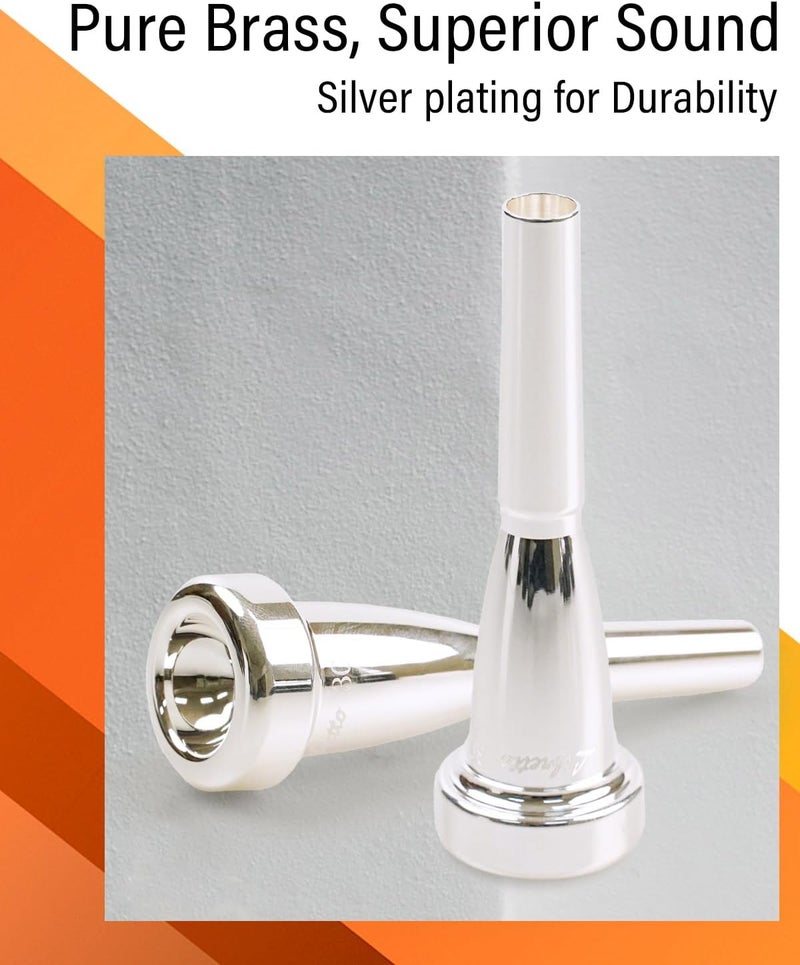 Libretto 3C Bullet Shape Trumpet Mouthpiece, Silver Plated, Compatible with C and B♭ Trumpets, Designed for Advanced Players - Image 2